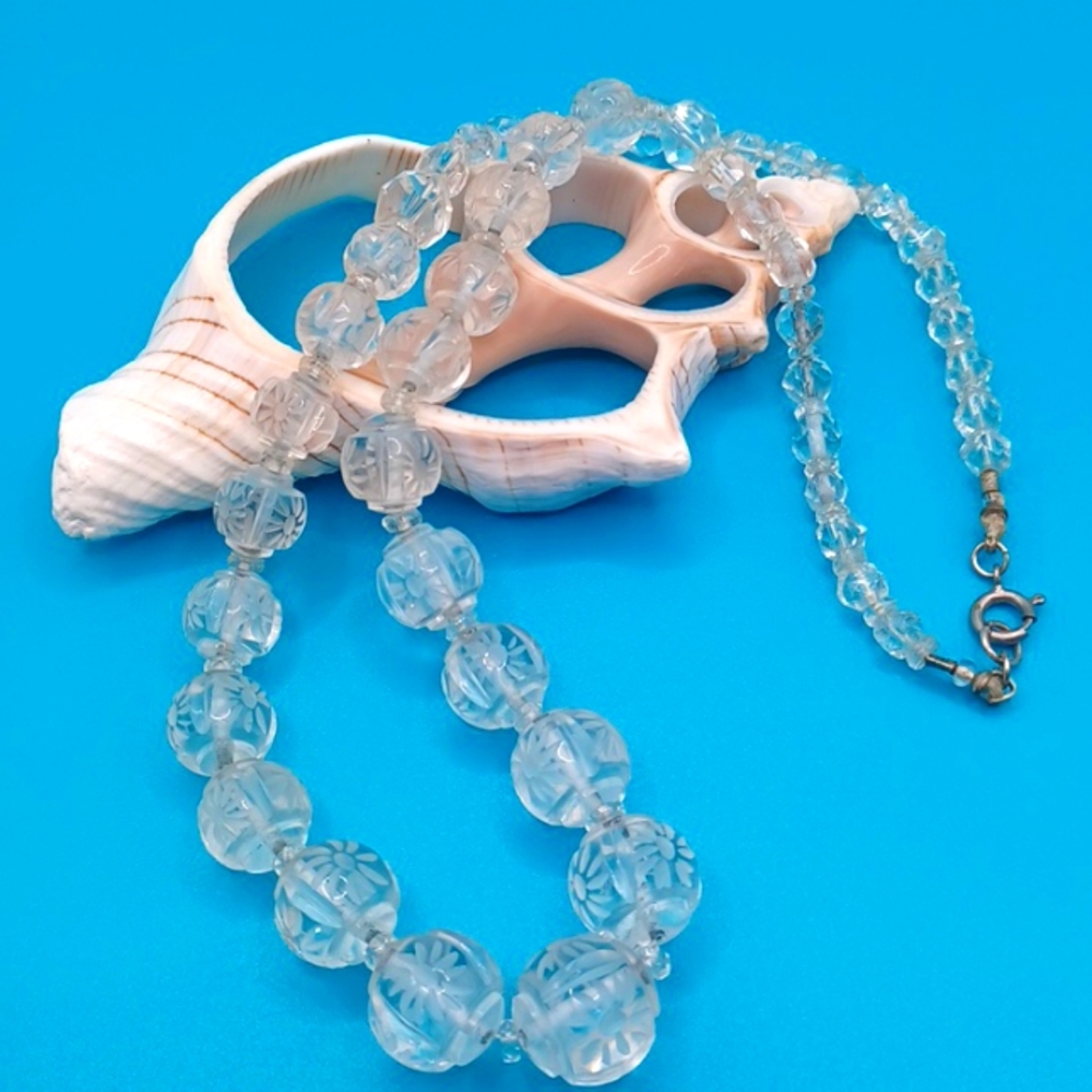Clear Quartz Carved Beaded Necklace - Picture 7 of 7